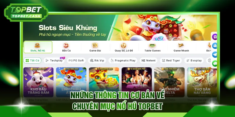 Những thông tin cơ bản về chuyên mục Nổ Hũ TOPBET